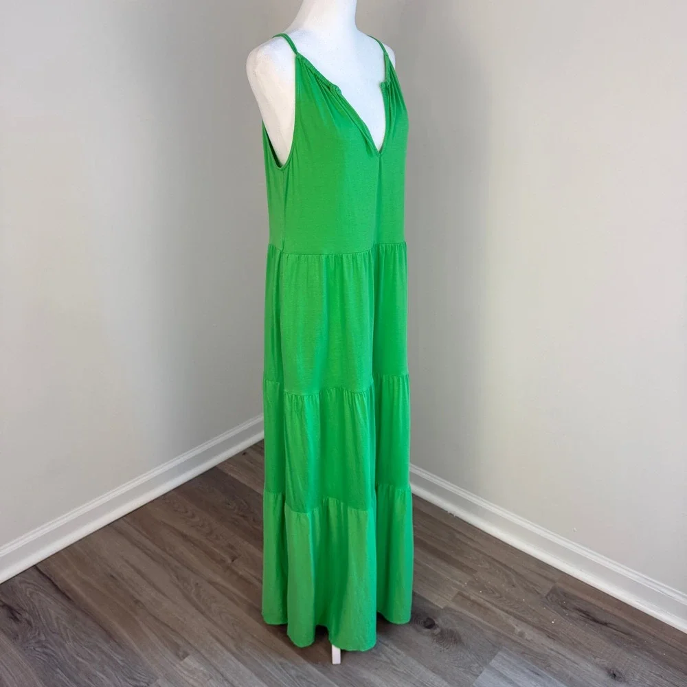 Lilly Pulitzer‎ Maribella Halter Maxi Dress Women Medium Gecko Green Tiered Boho